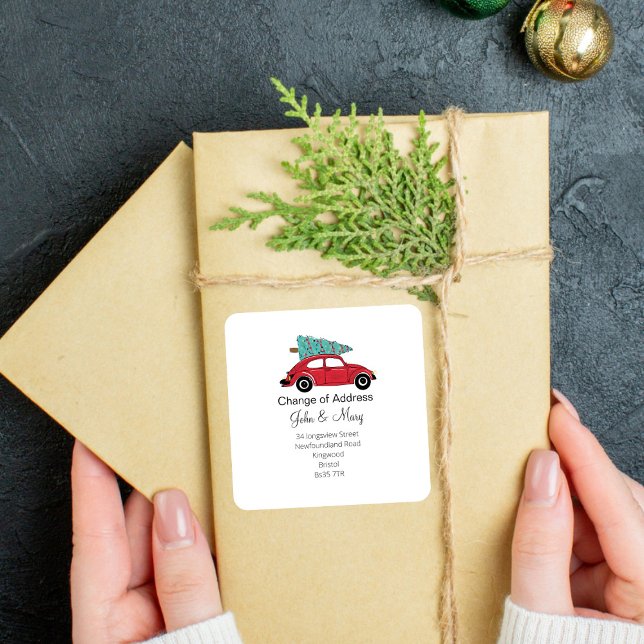 Änderung des Adressaufklebers Weihnachtsbaum Quadratischer Aufkleber (Von Creator hochgeladen)