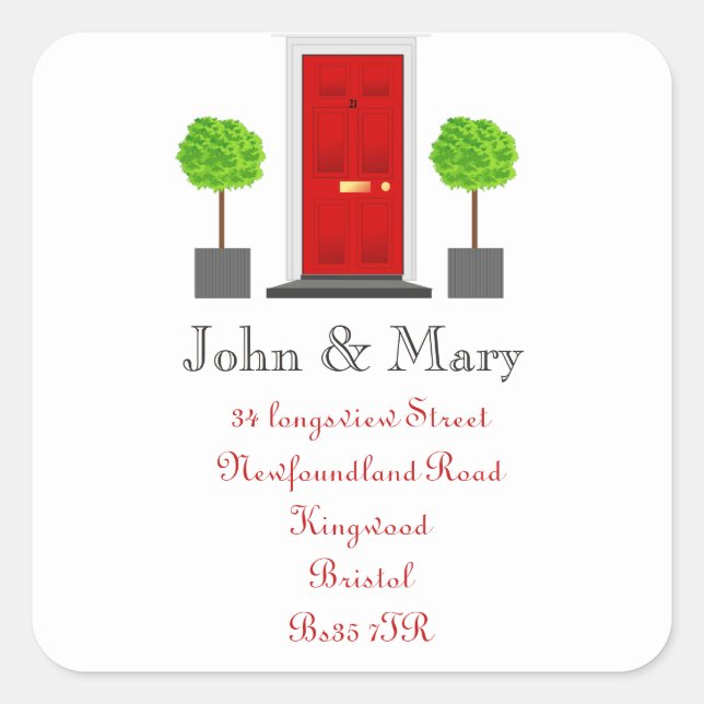 Änderung des Adressenaufklebers an der Vordertür Quadratischer Aufkleber (Vorderseite)