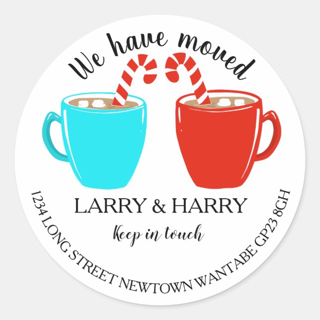 Änderung des Adressenaufklebers Kakao-heiße Schoko Runder Aufkleber (Vorderseite)