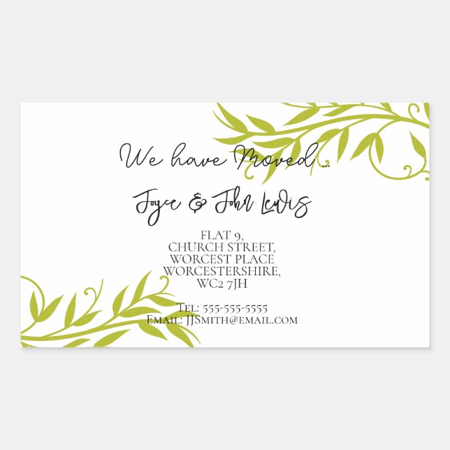 Änderung des Adressenaufklebers Rechteckiger Aufkleber (Vorderseite)