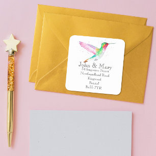 Änderung des Adressenaufklebers Wasserfarbvogel Quadratischer Aufkleber