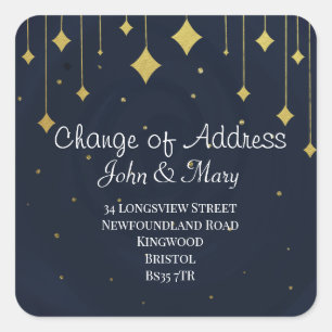 Änderung des Adressenaufklebers Weihnachtsgold Quadratischer Aufkleber
