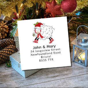 Änderung des Adressenaufklebers   Weihnachtsschaf  Quadratischer Aufkleber