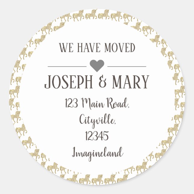 Änderung des Adressenrosa Einhornmusters Runder Aufkleber (Vorderseite)