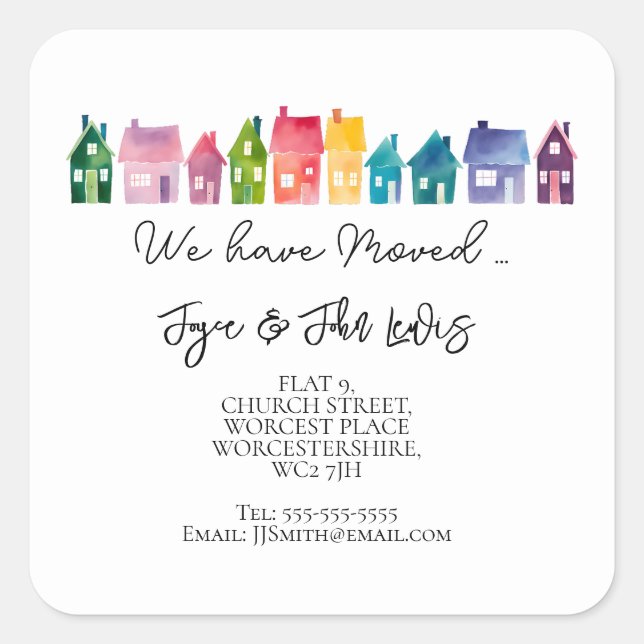 Änderung des Adressetiketts Quadratischer Aufkleber (Vorderseite)