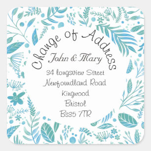 Änderung des aquamarinen und blauen Adressenmuster Quadratischer Aufkleber