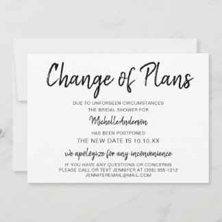 Änderung des Brautparty der Pläne