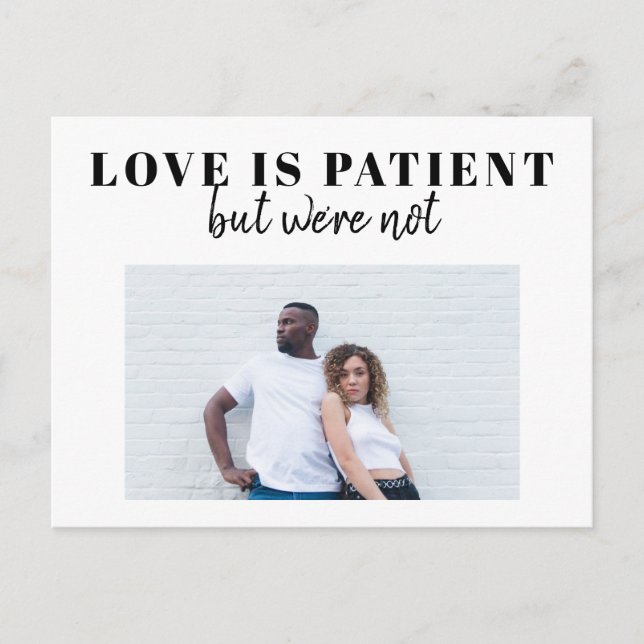 Änderung des Datums der Planung virtuelles Hochzei Ankündigungspostkarte (Vorderseite)