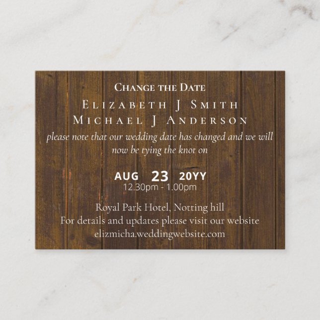 Änderung des Datums der Verschiebung des Fotos ink Hinweiskarte (Vorderseite)