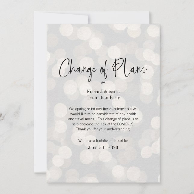 Änderung des Datums geschäftliche oder persönliche Einladung (Vorderseite)