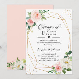 Änderung des Datums Rosa Blütenrosa Blau Gold Geom Einladung