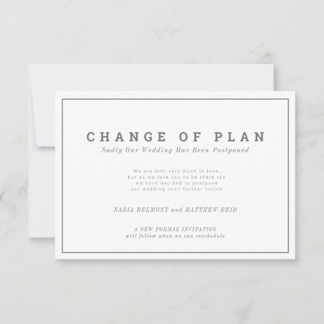 Änderung des Plans für Hochzeitsereignisse verscho Save The Date (Vorderseite)