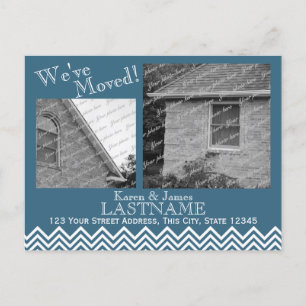 Änderung des Zickzack Adressmusters mit Foto Blau Ankündigungspostkarte