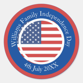 Änderung Name Text USA Flag Unabhängigkeitstag 4.  Runder Aufkleber