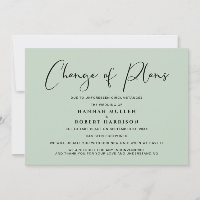 Änderung von Plänen Aufschieben Stornierung von St Ankündigung (Vorderseite)