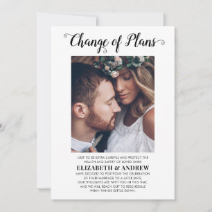 Änderung von Plänen Datum Foto Hochzeit Aufschub Ankündigung