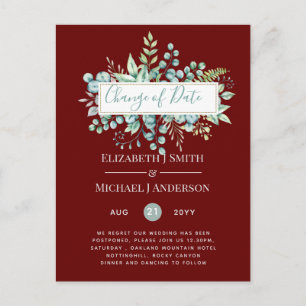 Änderung von Plänen Datum Grüne Eukalyptus Ereigni Postkarte