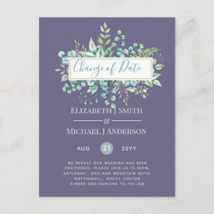 Änderung von Plänen Datum Grüne Eukalyptus Ereigni Postkarte