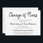 Änderung von Plänen einfach schwarz-weiß Save The Date<br><div class="desc">Helfen Sie Ihren Gästen bei der Navigation durch diese unvorhergesehenen Ereignisse,  indem sie sie über die neuen Änderungen an Ihrer Veranstaltung behalten haben. Personalisieren Sie mit Ihren neuen Event-Informationen,  um eine von einer Art Änderung der Pläne erstellen Karte Ihre Freunde und Familie wird sicherlich zu schätzen wissen.</div>