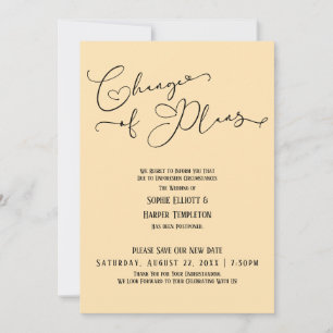 Änderung von Plänen, elegantes Peach New Wedding D Einladung