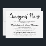 Änderung von Plänen Hochzeit einfache Schwarz-Weiß Save The Date<br><div class="desc">Diese Kartenänderungen helfen Ihren Gästen,  die notwendigen Änderungen an Ihrer Veranstaltung zu meistern. Personalisieren Sie Ihre Veranstaltungsinformationen,  um eine Art "Change of Plans" zu erstellen,  die Ihre Freunde und Familie sicherlich schätzen werden.</div>