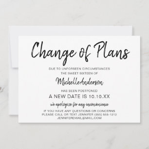 Änderung von Plänen in 16 . Geburtstag