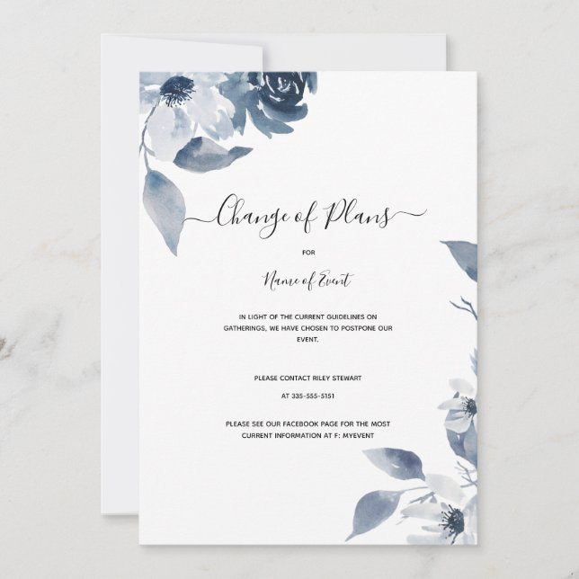 Änderung von Plänen, jede Stornierung von Ereignis Einladung (Vorderseite)