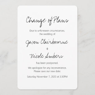 Änderung von Plänen Umschulung Foto Hochzeit oder Einladung