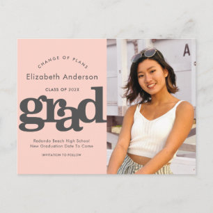 Änderungspläne Abschluss fett Typografie rot Rosa Einladungspostkarte