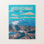 Andes Mountains South America Travel Art Vintage Puzzle<br><div class="desc">Andes Mountains in a vector art style. The Andes,  running along South America's western side,  is among the world's longest mountain ranges</div>