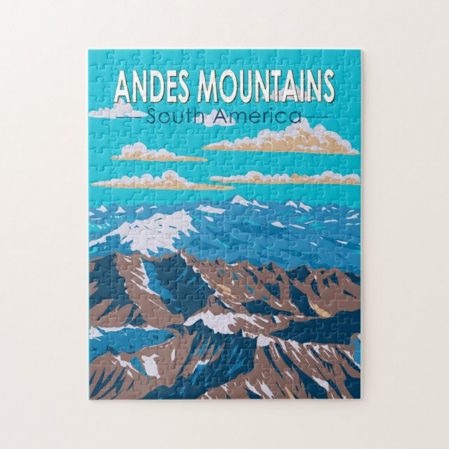 Andes Mountains South America Travel Art Vintage Puzzle (Vertikal)