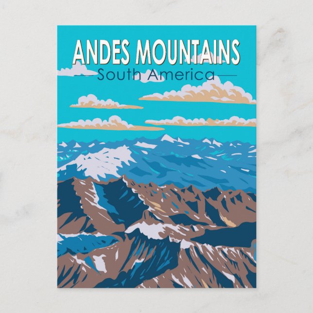 Andes Mountains Südamerika Reisen Vintag Postkarte (Vorderseite)