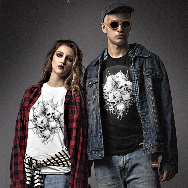Andeutung des Todes verschmolzene Dämonenschädel D T-Shirt (Von Creator hochgeladen)