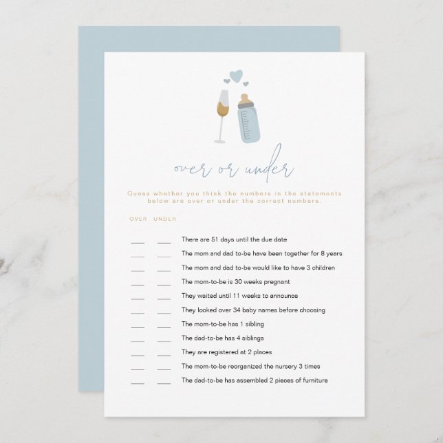 ANDI Blue Poppin Flaschen über oder unter dem Kind Einladung (Vorne/Hinten)