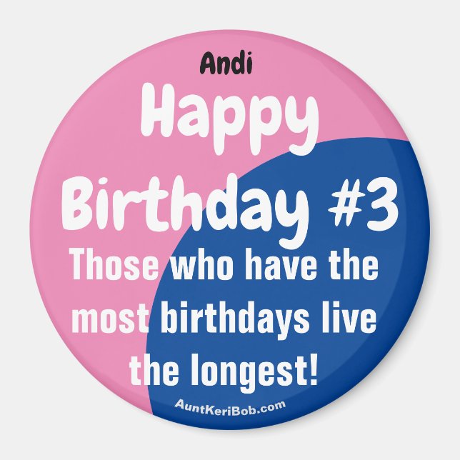 Andi Happy Birthday #3 Girl Magnet (Vorne)