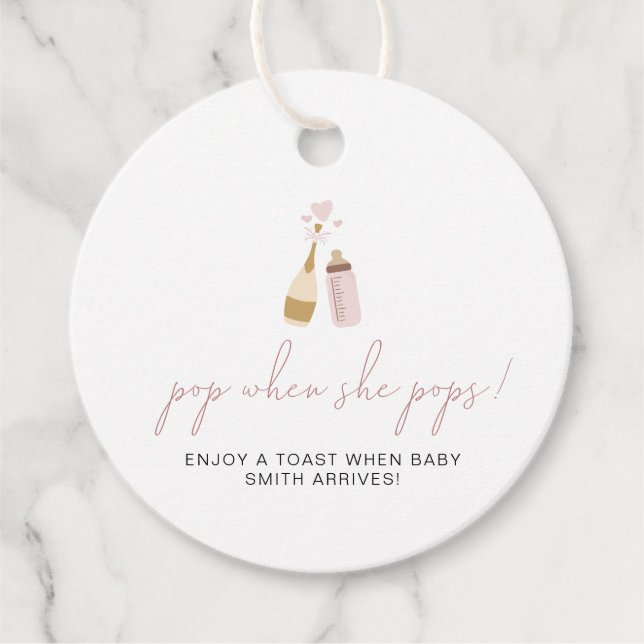 ANDI Poppin Flaschen Rosa Pop, wenn sie Pop Dusche Geschenkanhänger (Vorderseite)