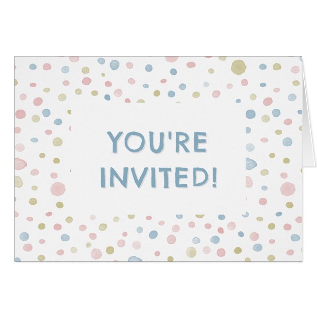 Andie Confetti Watercolor Dots Birthday Invite (Vorderseite (Horizontal))
