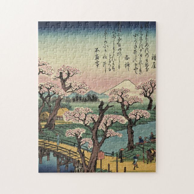 Ando Hiroshige - Abend Glow an der Koganei-Brücke. Puzzle (Vertikal)