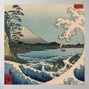 Ando Hiroshige - Meer in Satta in der Provinz Suru Poster