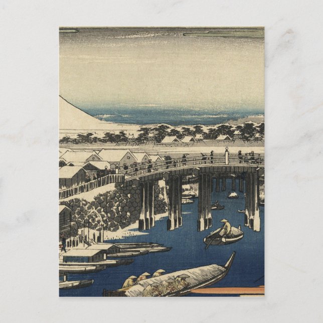Ando Hiroshige - Nihonbashi, Clearing nach Schnee Postkarte (Vorderseite)