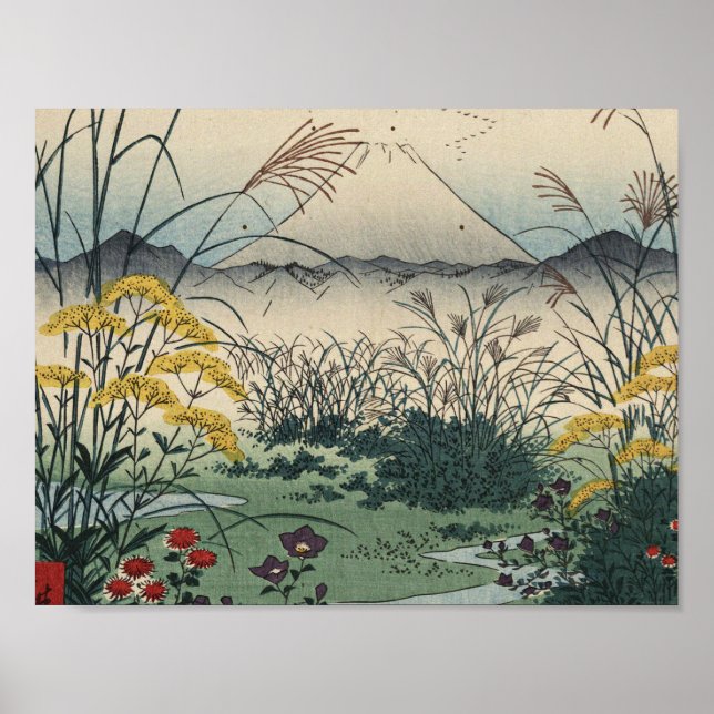 Ando Hiroshige - Otsuki Fields in der Provinz Kai Poster (Vorne)