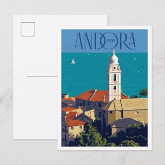 Andora Italien Vintage Kunst Reise Postkarte