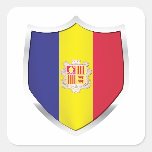 Andora Silver Shield Flag Quadratischer Aufkleber (Vorderseite)