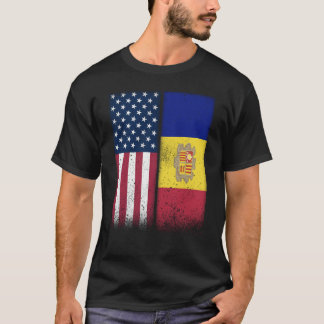 Andorra Andorran American Flags Proud USA Andorra T-Shirt
