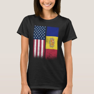 Andorra Andorran American Flags Proud USA Andorra T-Shirt
