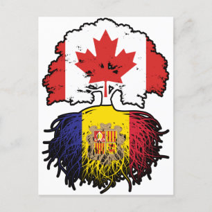 Andorra Andorran Canadian Canada Tree Roots Flag Postkarte