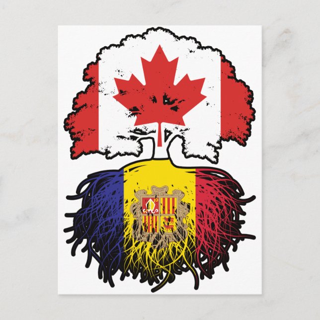 Andorra Andorran Canadian Canada Tree Roots Flag Postkarte (Vorderseite)