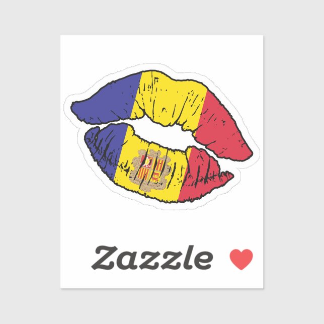 Andorra Andorran Lipstick-Liebe Aufkleber (Blatt)