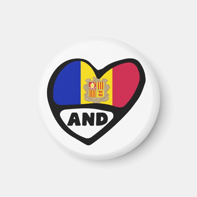 Andorra Country Code Flag Herz und Magnet (Vorne)