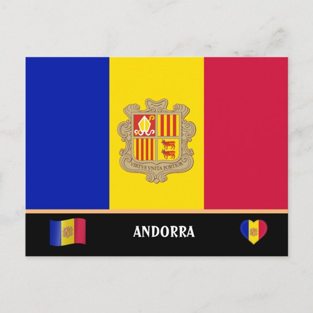 Andorra Flag & Andorra Country travel / Andorra Postkarte (Vorderseite)